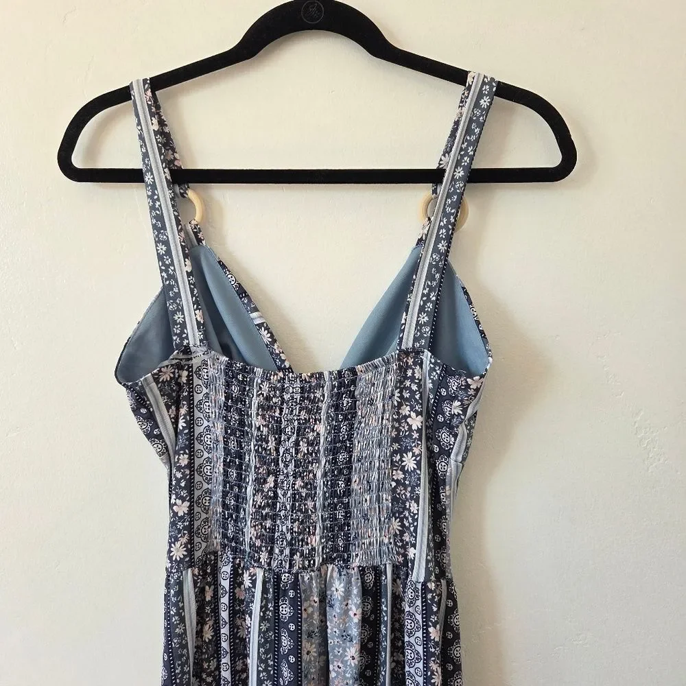 Derek Heart Paisley Floral Maxi Dress Twist Front Y2K 90s Beach Vacation Large - Picture 12 of 13